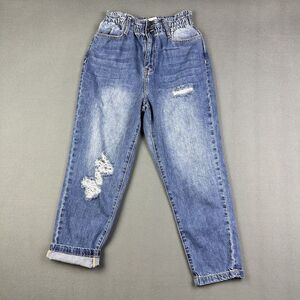 KanCan Jeans Womens 5 High Waist Paperbag Boyfriend Distressed Slouchy Stretch